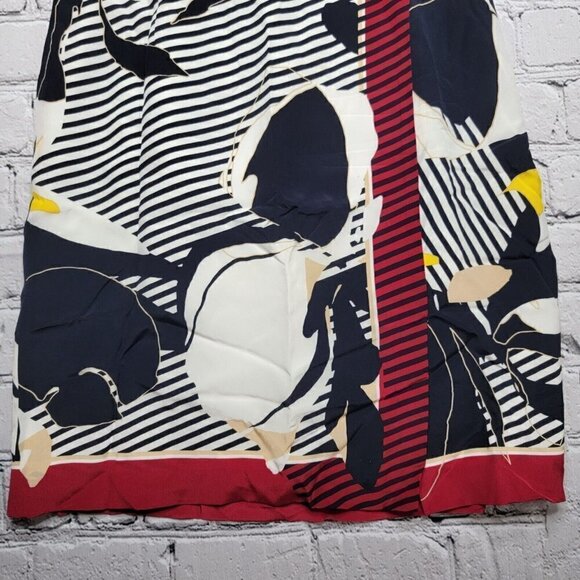 Worth 100% Silk Black White Red Straight Skirt Size 6 - Picture 3 of 13